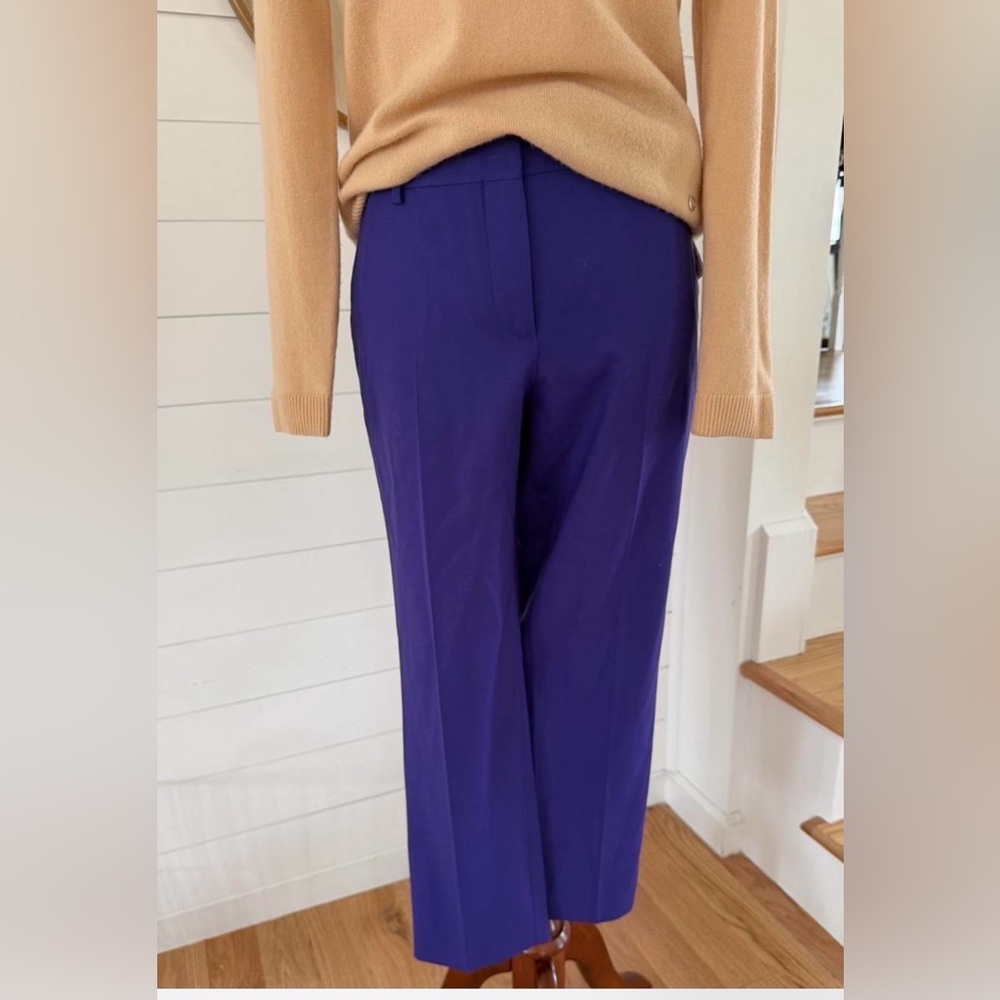 Theory Women’s Tailored Wool Wide-Leg Crop Pants in Deep Purple